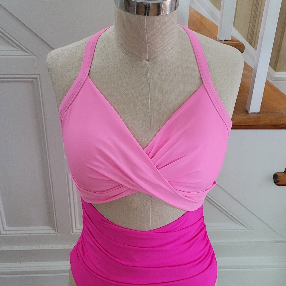 EOMENIE One Piece Pink Tummy Control Bathing Suit Size XS - Picture 5 of 11